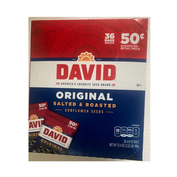 David Seed SunFlower Seeds, Original, 36 Count (Pack of 1)