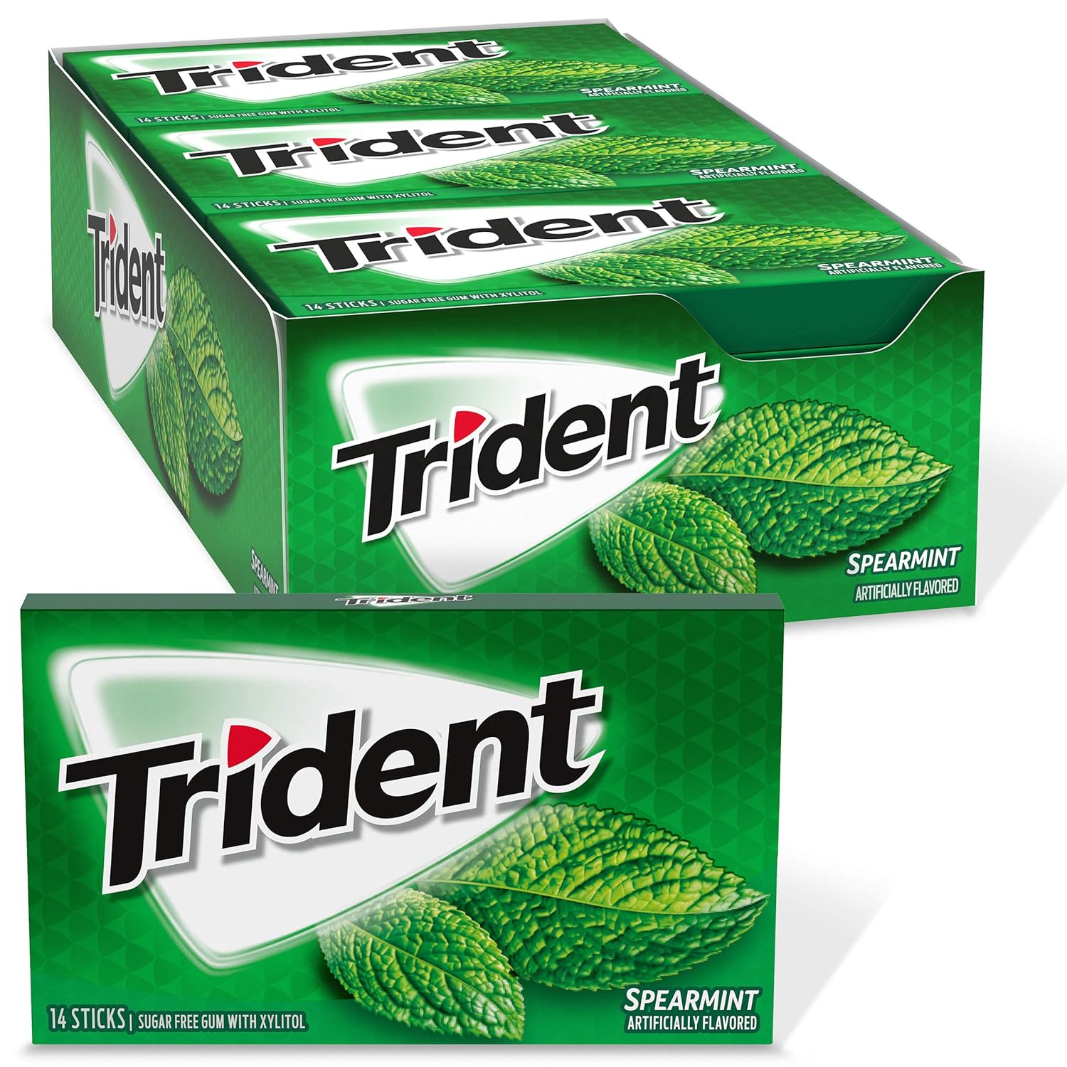 5-5-1.jpg Trident Spearmint Sugar Free Gum, 12 Packs of 14 Pieces - Image 1